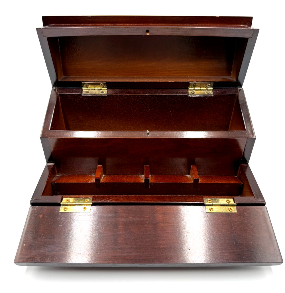 The Bombay Company Wood Desk Organizer Vintage Trinket Jewelry Letter Box Decor